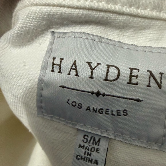Hayden Los Angeles Women’s S/M White Denim Button-Up Jacket minimalist preppy - Picture 4 of 4